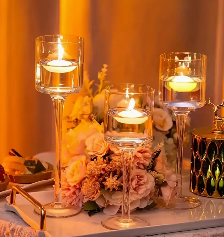 Jgo. de 3 Candelabros de Cristal