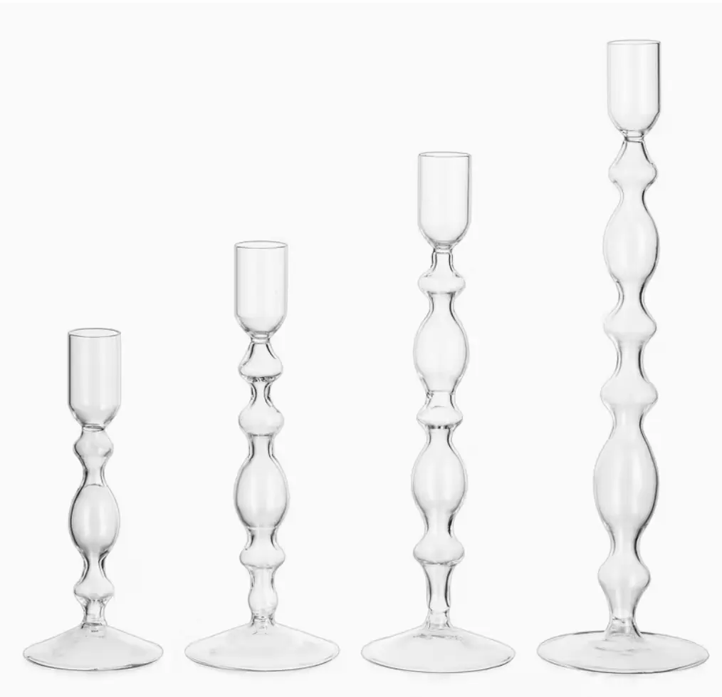 Jgo. de 4 Portavelas de Cristal Modernos