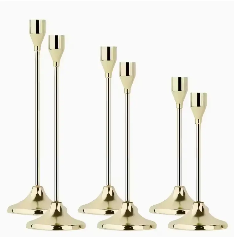 Jgo.  de 3 Portavelas de Metal Dorados