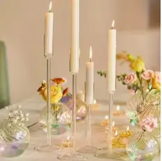 Jgo. de 4 Portavelas Cónicos altos de Cristal