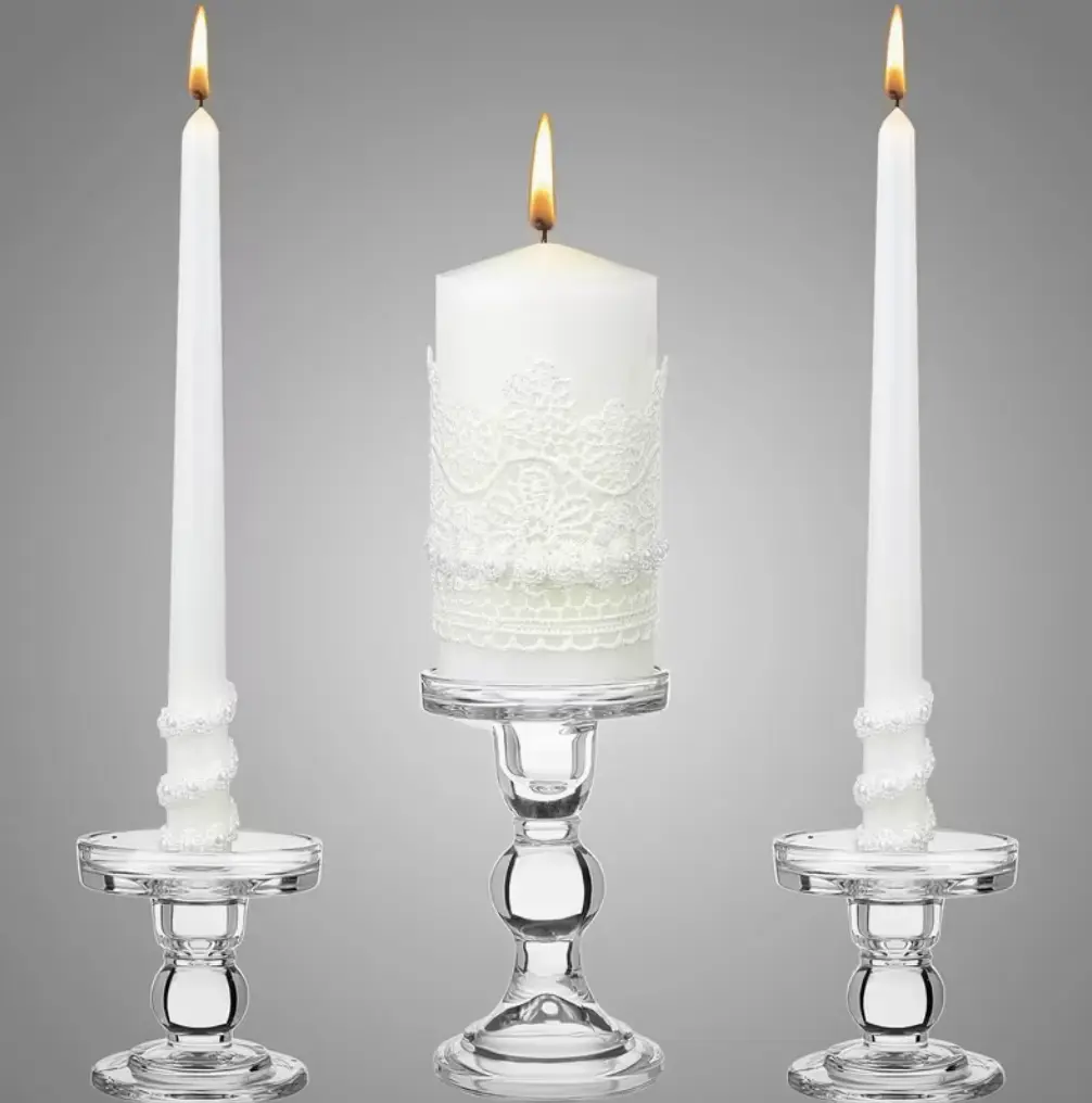 Jgo. de 3 Portavelas de Cristal